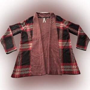 Leo & Nicole Red and Black Plaid Cardigan
